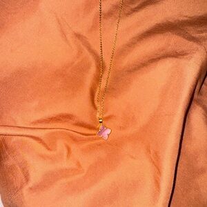 Chic Pink and Gold Clover Necklace